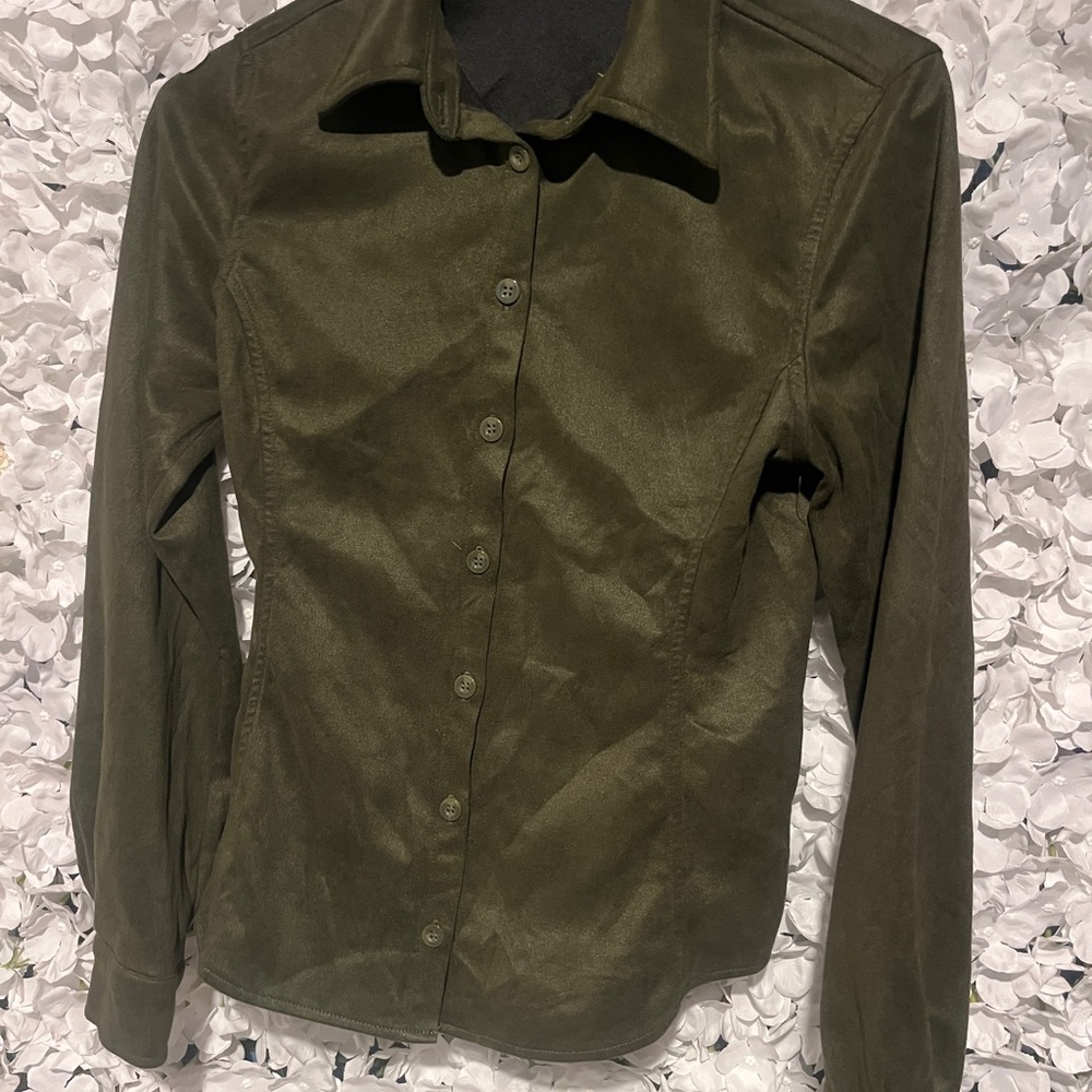 Olive Green Button-Up Shirt
